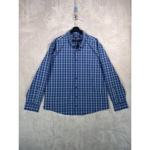 Mizzen + Main Leeward Dress Shirt Mens Size XXL Blue Plaid Performance Stretch